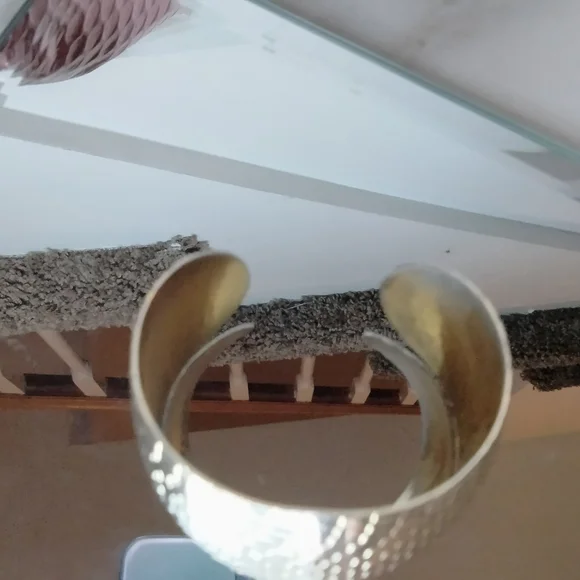 Cuff Silver and Gold Textured Bracelet - Picture 4 of 7